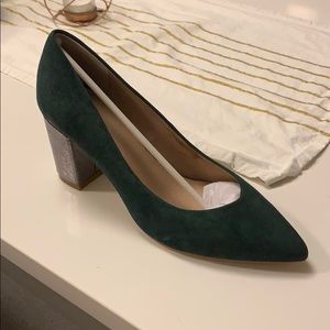 Anthropologie Emerald green Heels 2.5 inch